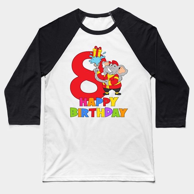 8th Birthday Party 8 Year Old Eight Years Baseball T-Shirt by KidsBirthdayPartyShirts